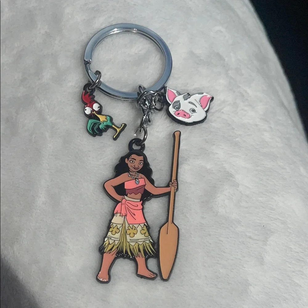 Disney Moana Keychain with Pua and Hei Hei Charms new metal